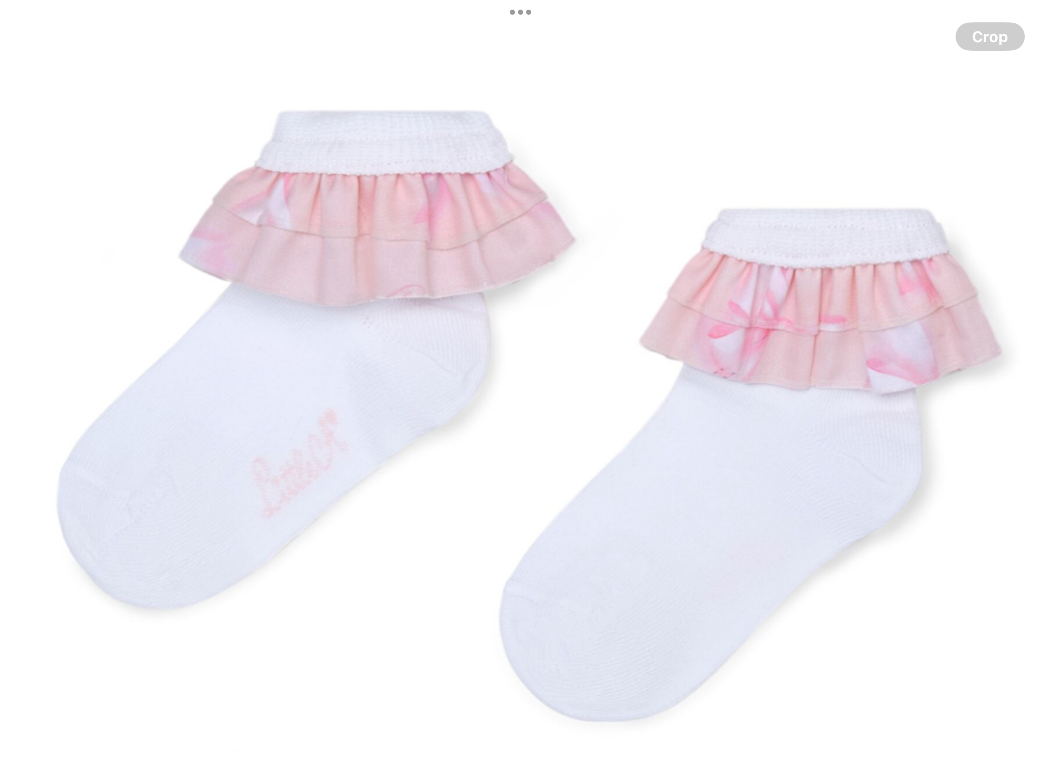 Little A Baby Girls Perfectly Pink Odette Bow Print Frill Ankle Sock - Bright White  0126486