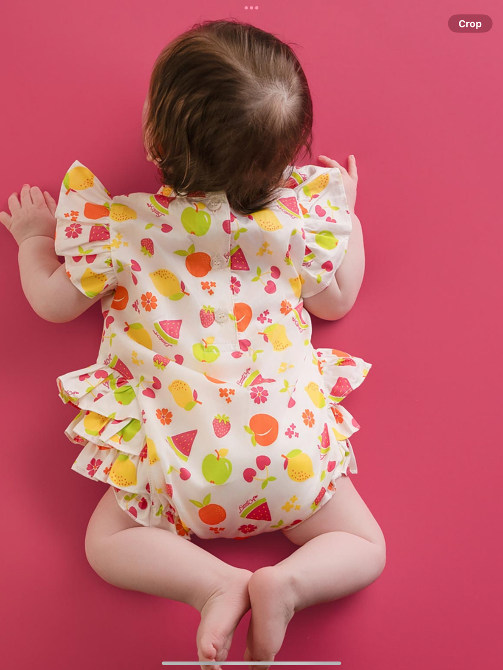 PRE ORDER Little A Baby Girls Cutie Frutti Paloma Print Romper - Bright White   0126487