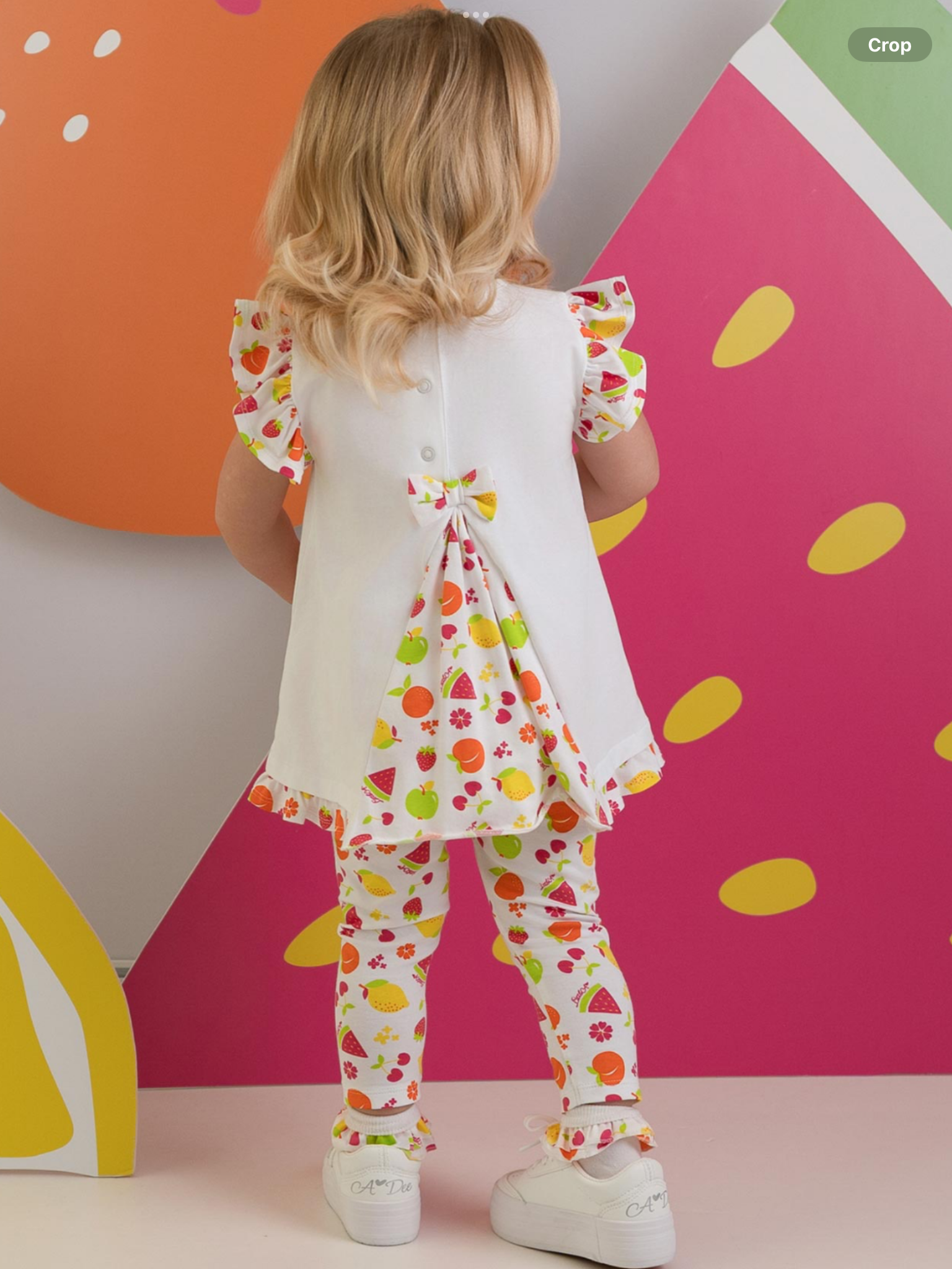 PRE ORDER Little A Baby Girls Cutie Frutti Palmer Print Legging Set - Bright White  0126488