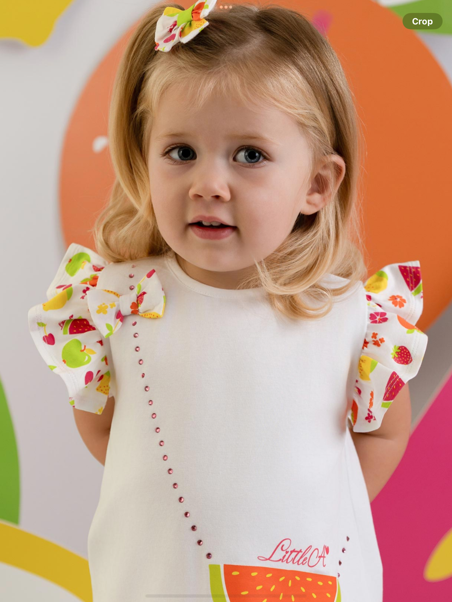 PRE ORDER Little A Baby Girls Cutie Frutti Palmer Print Legging Set - Bright White  0126488