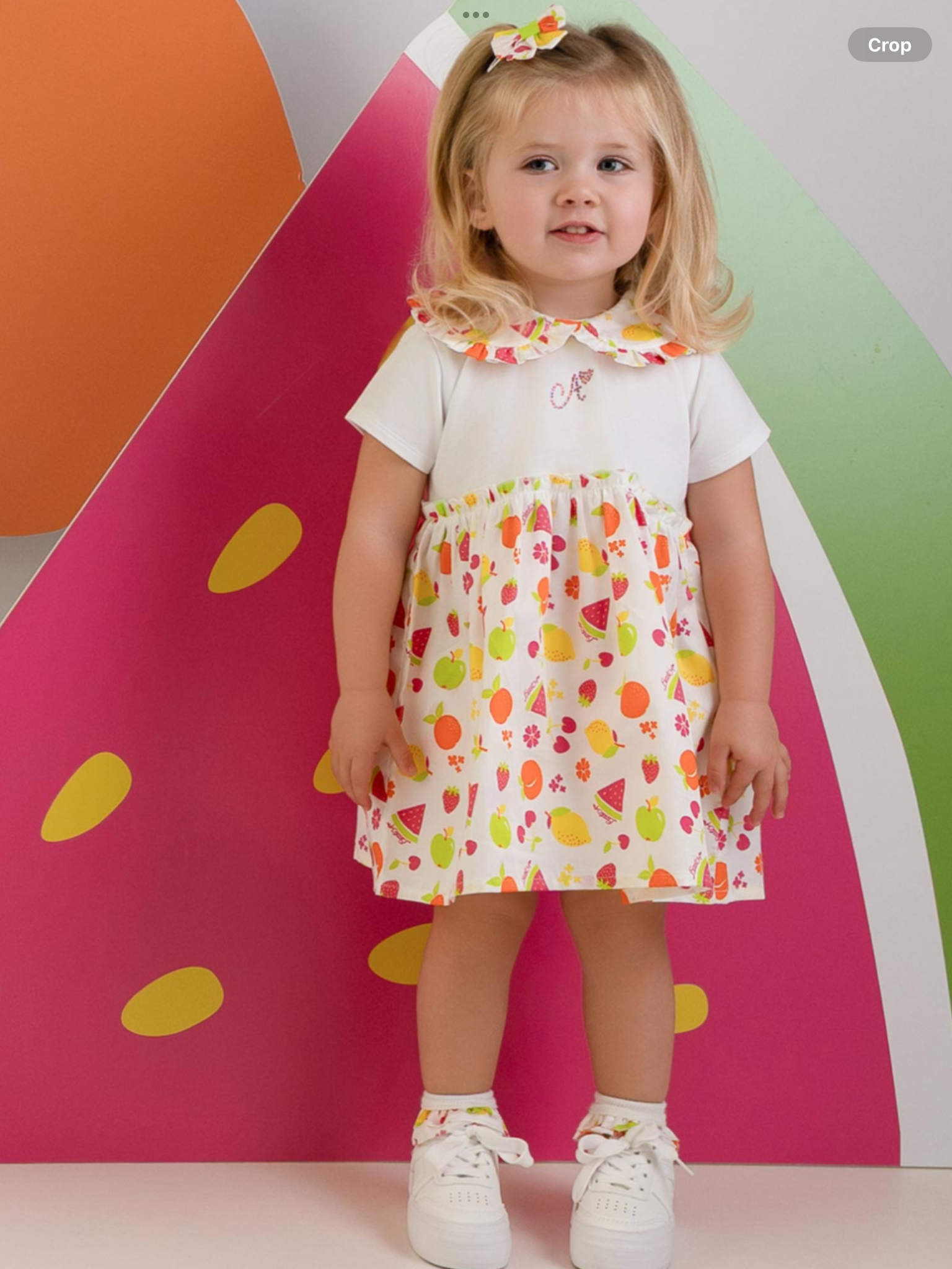 PRE ORDER Little A Baby Girls Cutie Frutti Payton Print Dress - Bright White O126489
