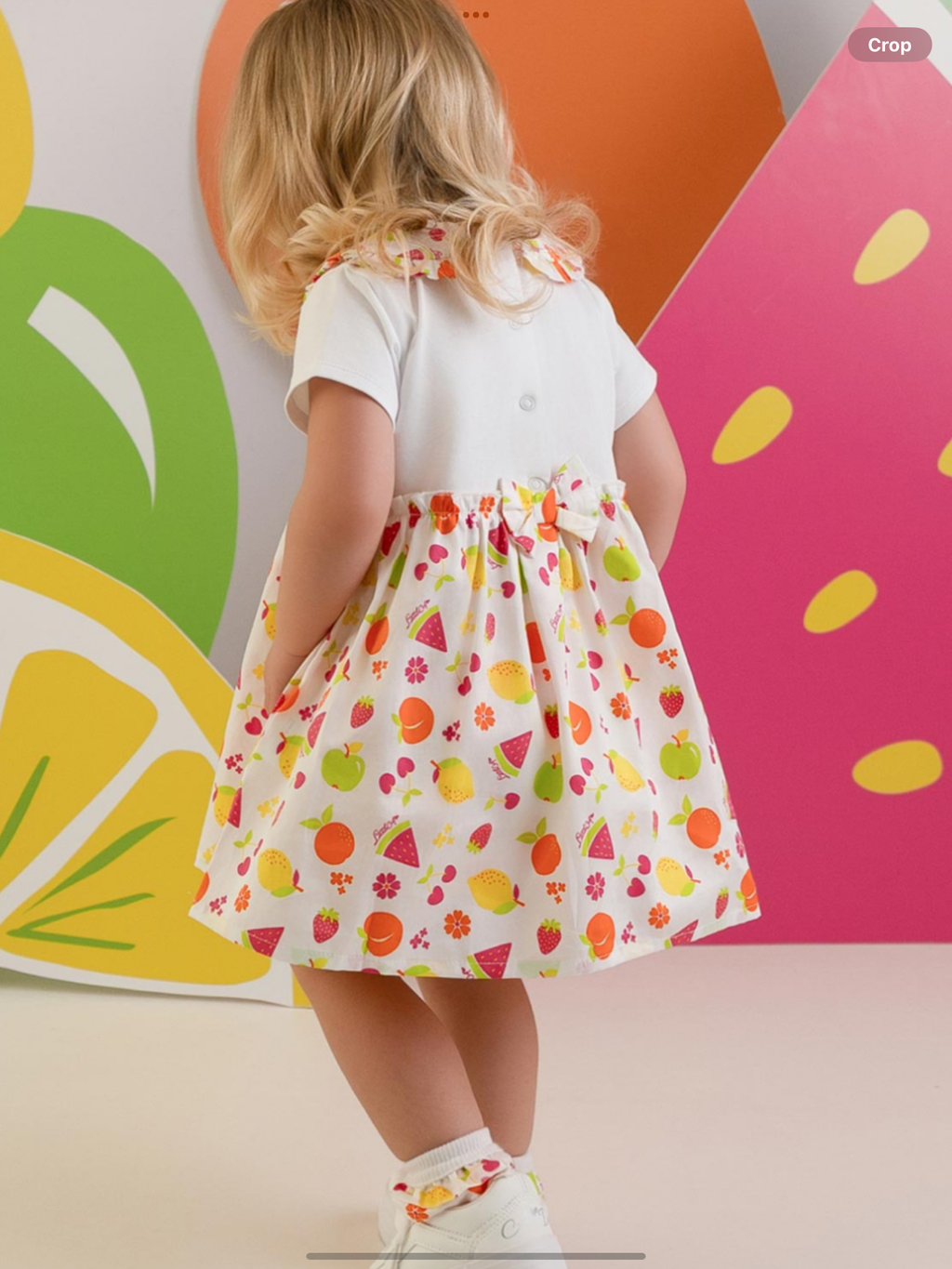 PRE ORDER Little A Baby Girls Cutie Frutti Payton Print Dress - Bright White O126489