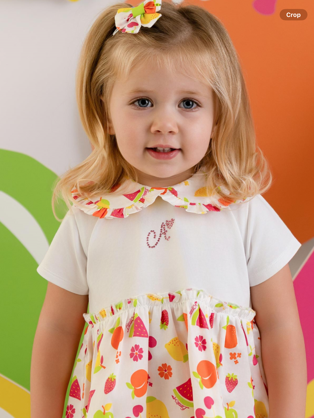 PRE ORDER Little A Baby Girls Cutie Frutti Payton Print Dress - Bright White O126489