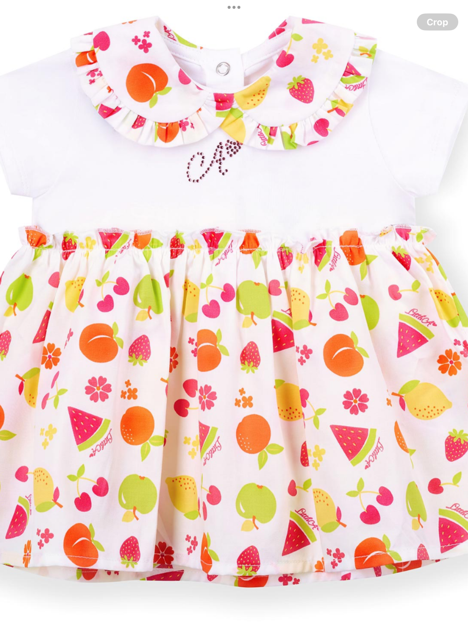 PRE ORDER Little A Baby Girls Cutie Frutti Payton Print Dress - Bright White O126489