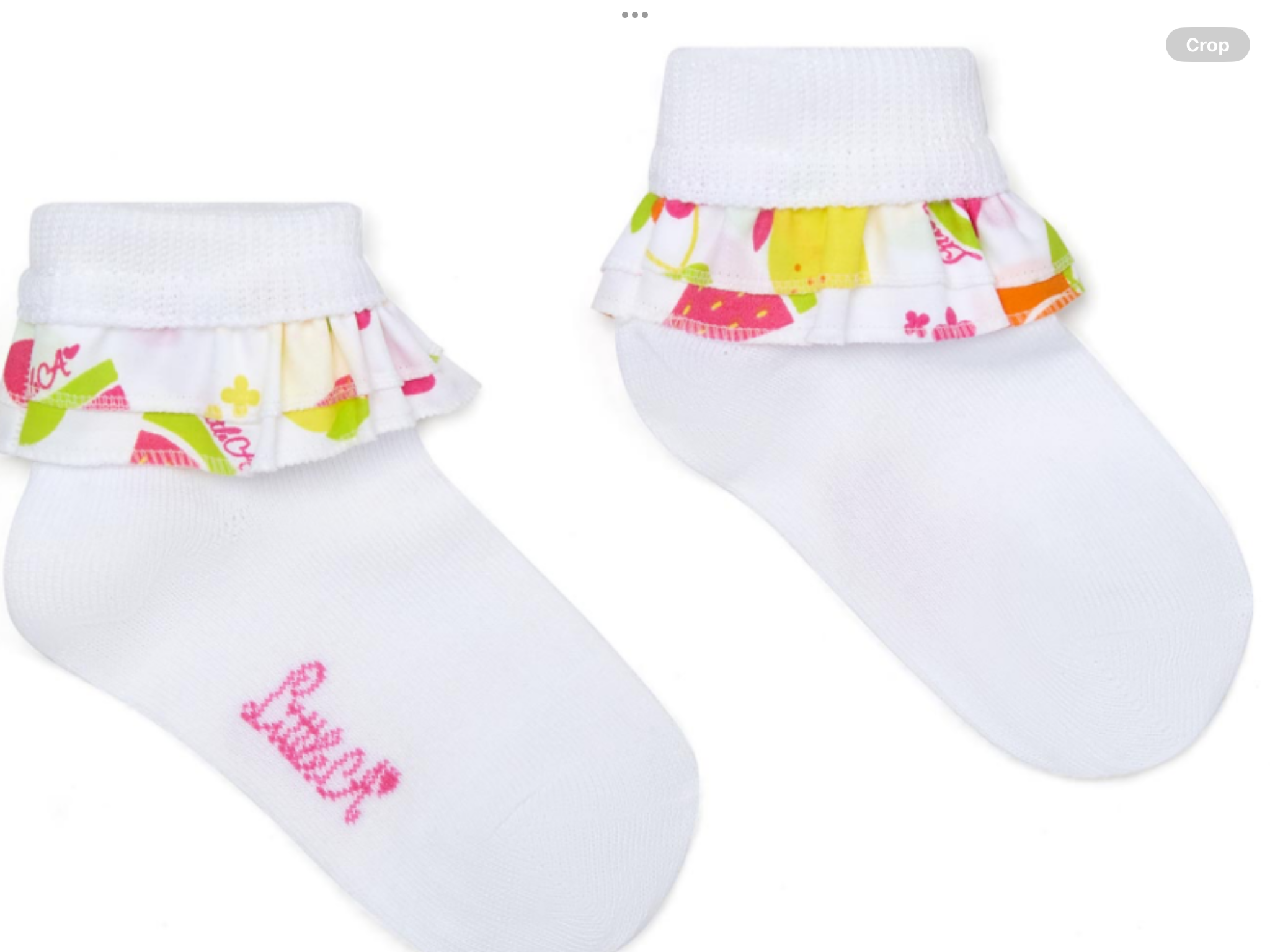 PRE ORDER Little A Baby Girls Cutie Frutti Poppy Print Frill Ankle Sock - Bright White   0126490
