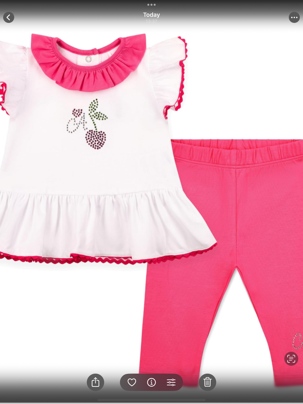 PRE ORDER Little A Baby Girls Cutie Frutti Phoebe Cherry Legging Set X 2 - Bright White 0126493