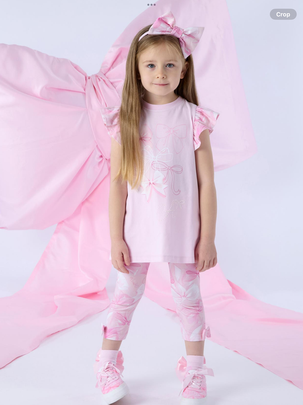 A Dee Bowtique Chic Ria Bow Print Legging Set With Back Insert - Pink Blossom  0126499