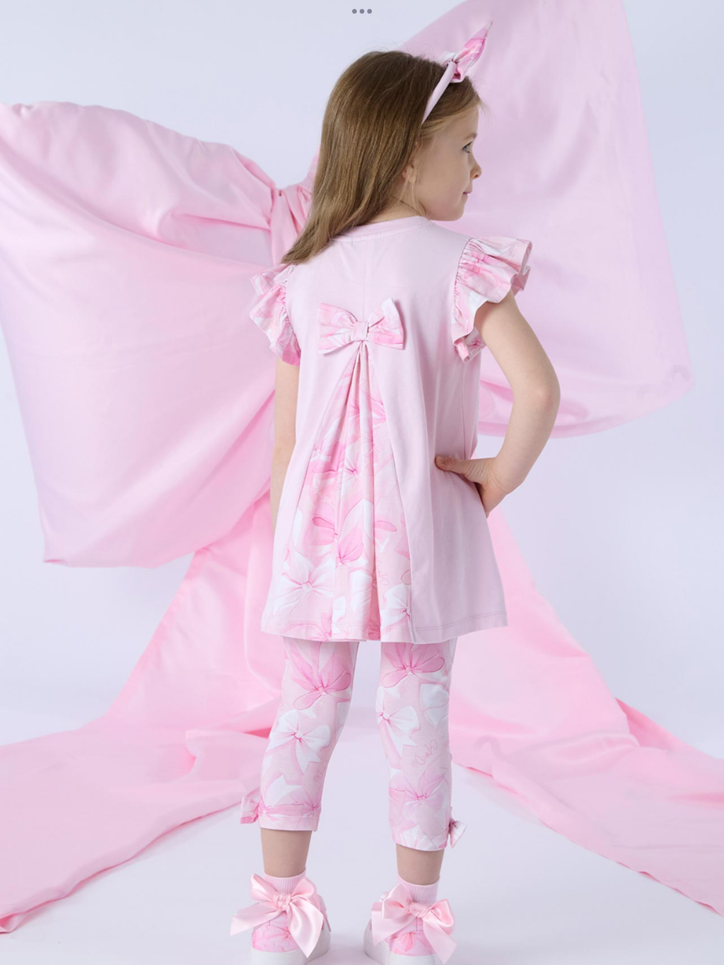 A Dee Bowtique Chic Ria Bow Print Legging Set With Back Insert - Pink Blossom  0126499