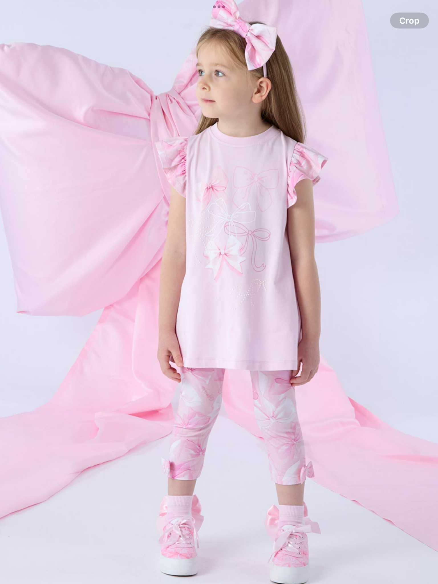 A Dee Bowtique Chic Ria Bow Print Legging Set With Back Insert - Pink Blossom  0126499