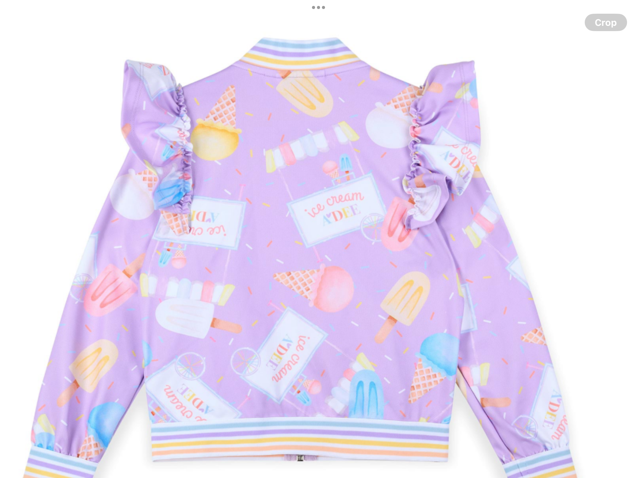 A Dee Pastel Parlour Stephanie Ice Cream Print Frill Bomber - Lilac Dreams   0126511