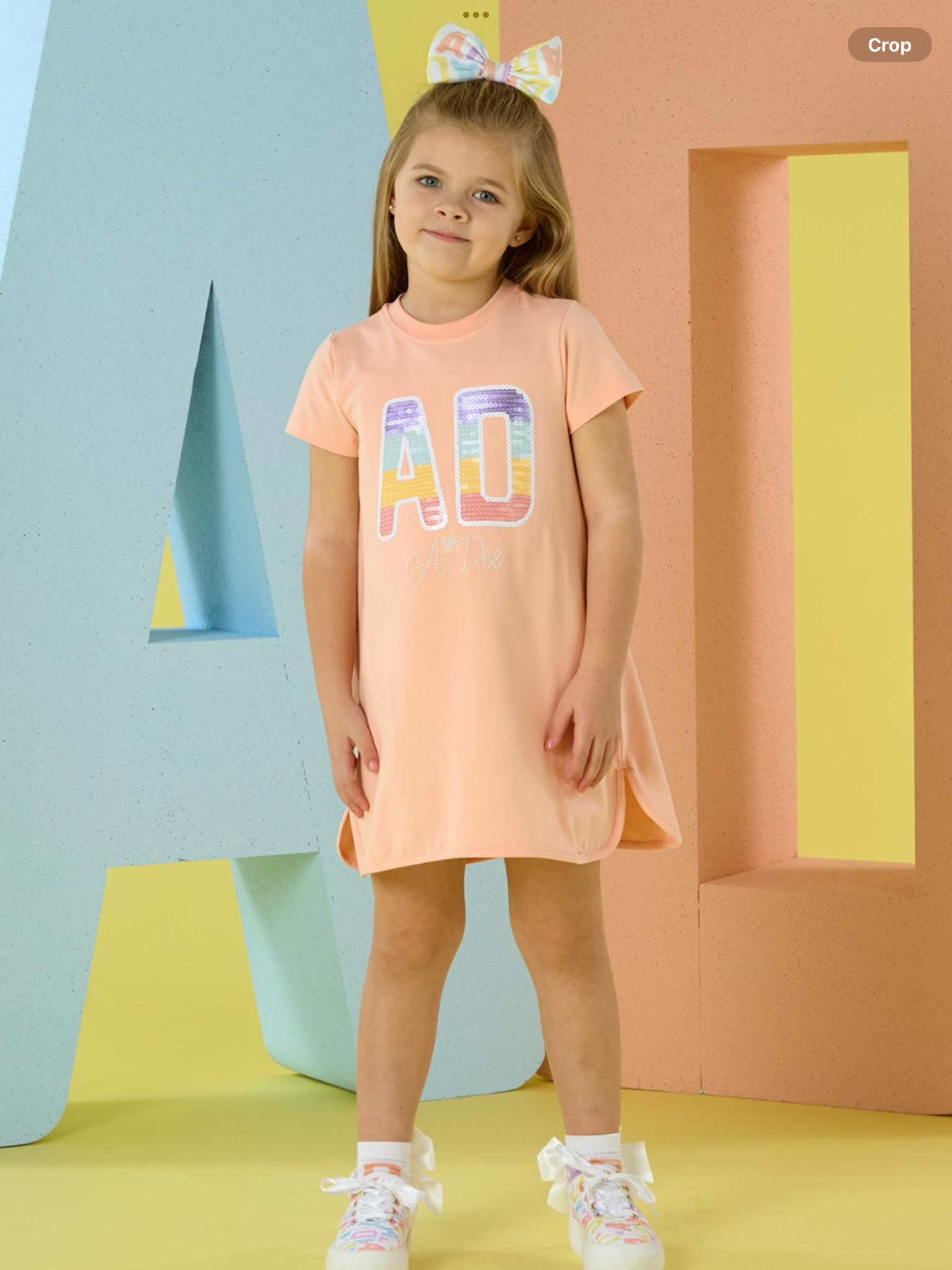 PRE ORDER A Dee Signature Summer Saylor Sequin Artwork Dress - Peach Cream 0126518