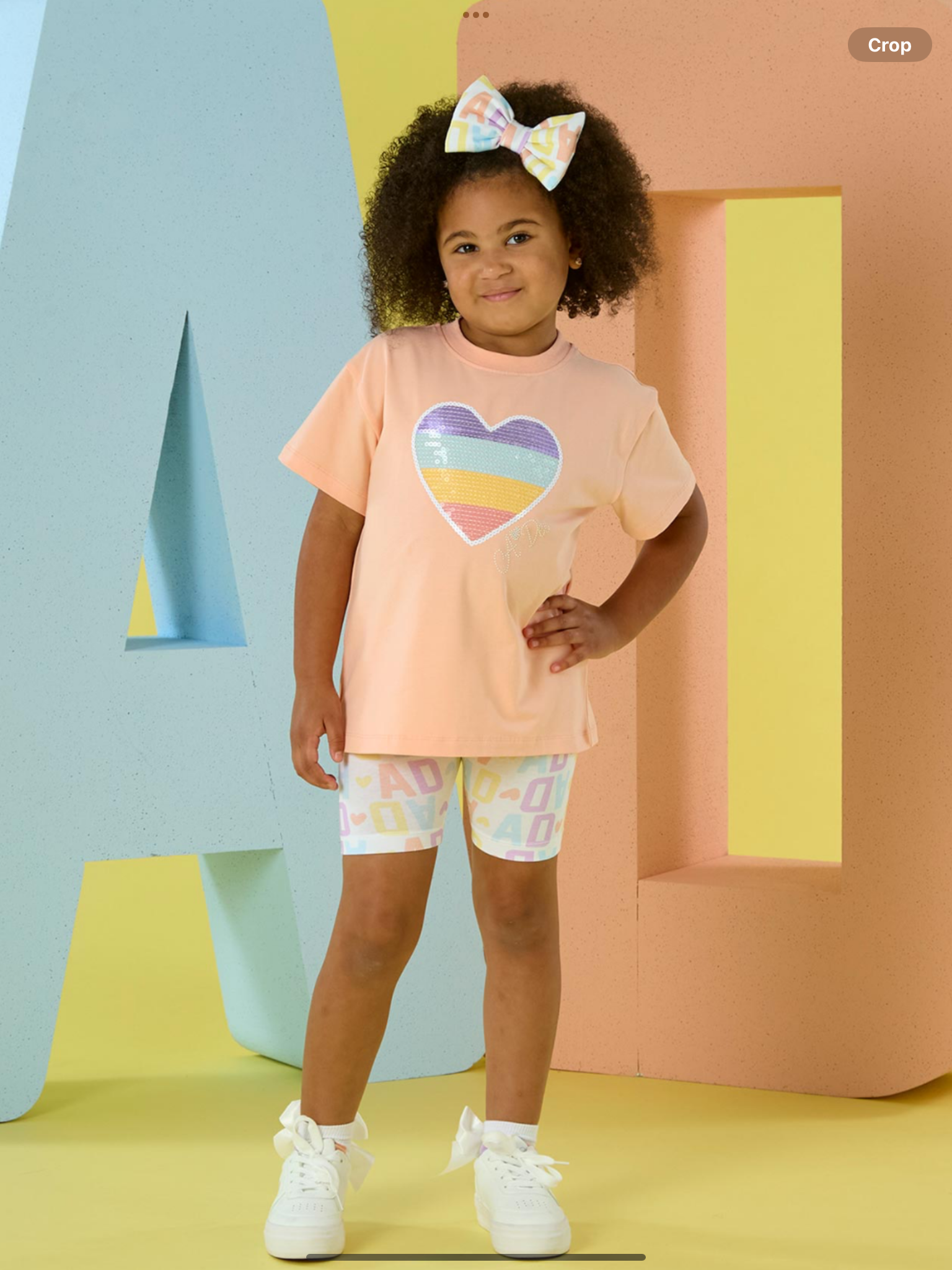 PRE ORDER A Dee Signature Summer Saz Initial Print Cycling Short Set X 2 - Peach Cream   0126519