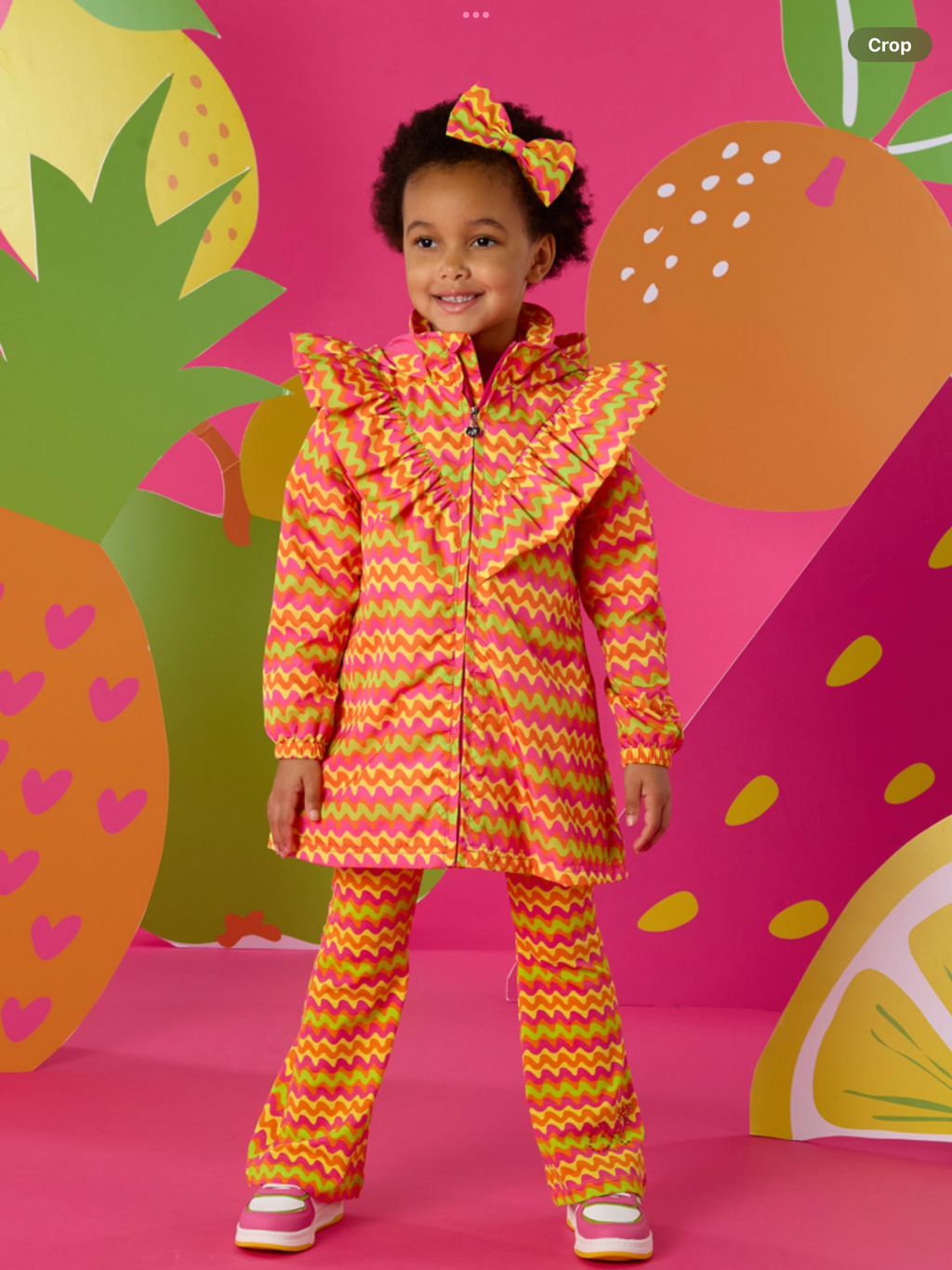 A Dee Tutti Frutti Tanya Zig Zag Print Raincoat - Bright Pink    0126529