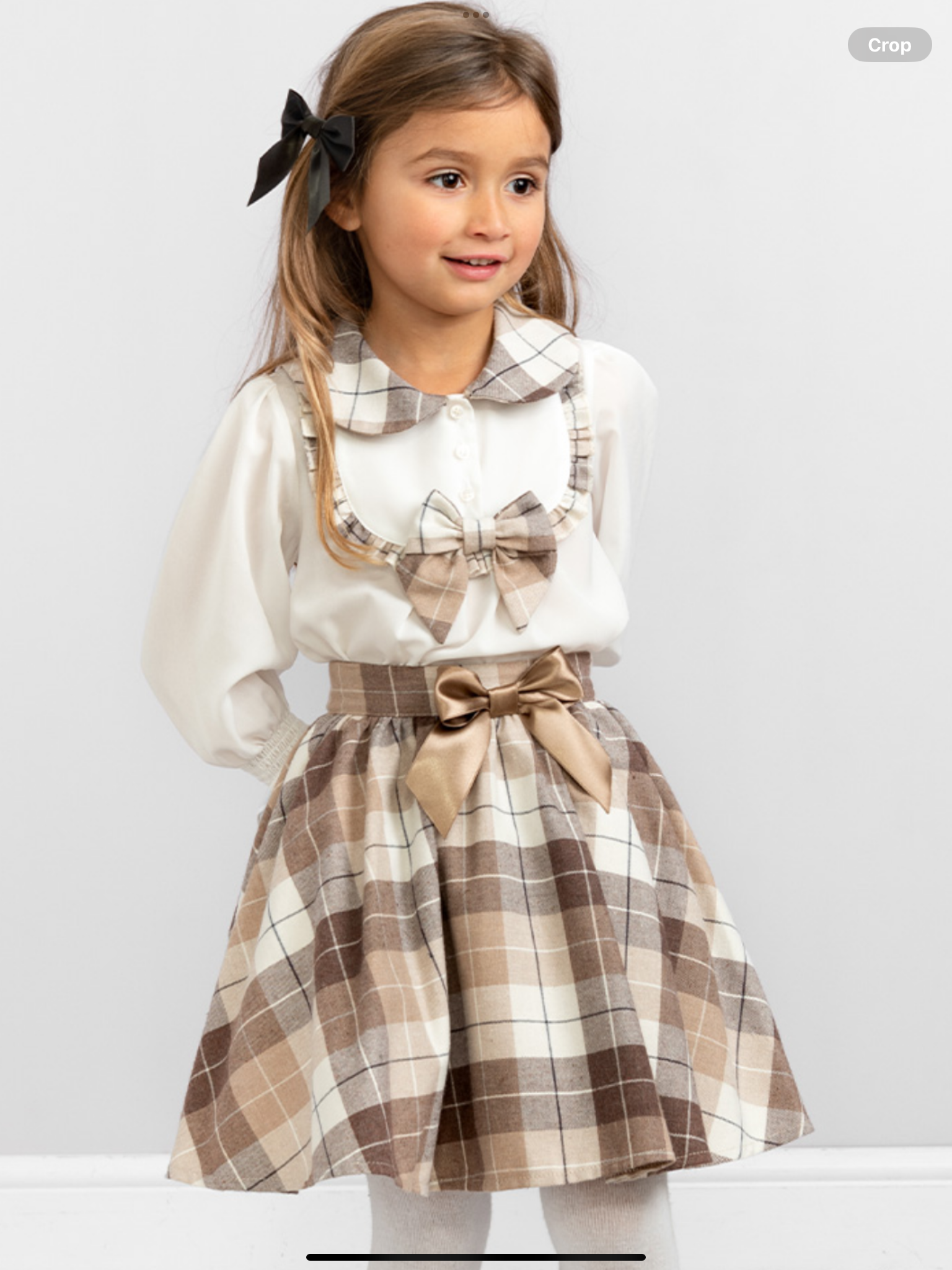 Caramelo kids smart woven check skirt set 092424542