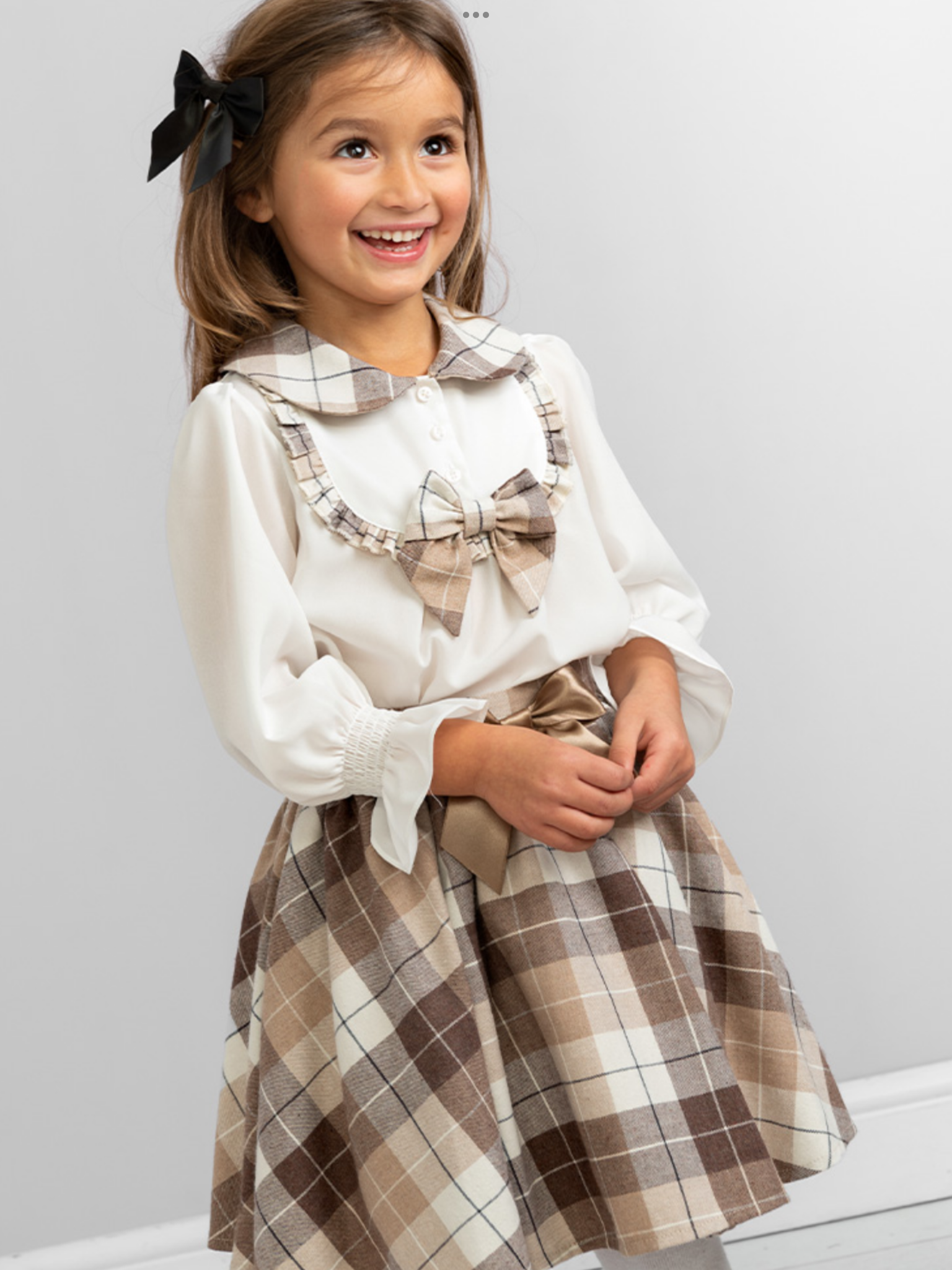 Caramelo kids smart woven check skirt set 092424542