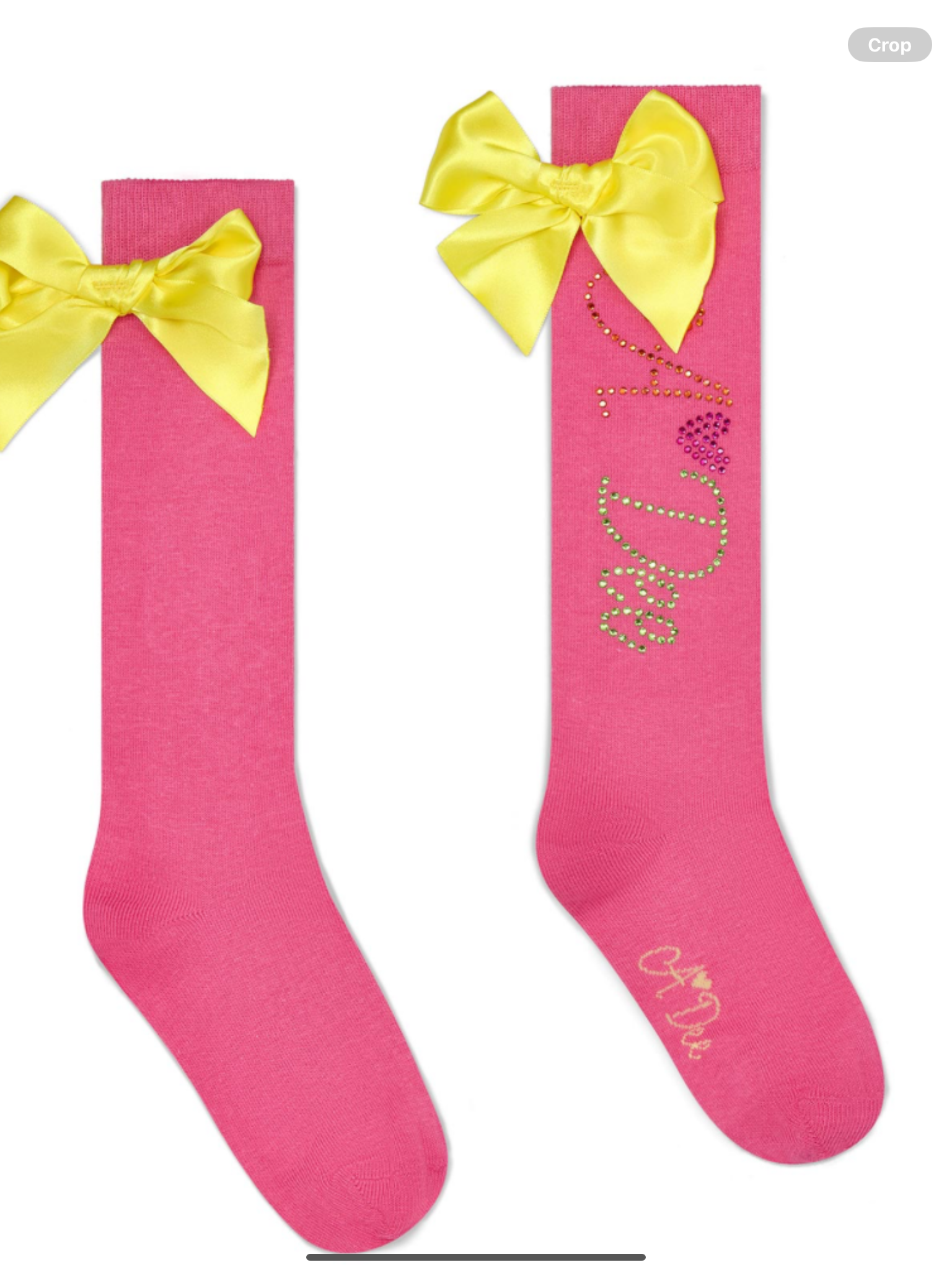 PRE ORDER A Dee Tutti Frutti Tina Diamante Knee High Socks - Bright Pink    0126535