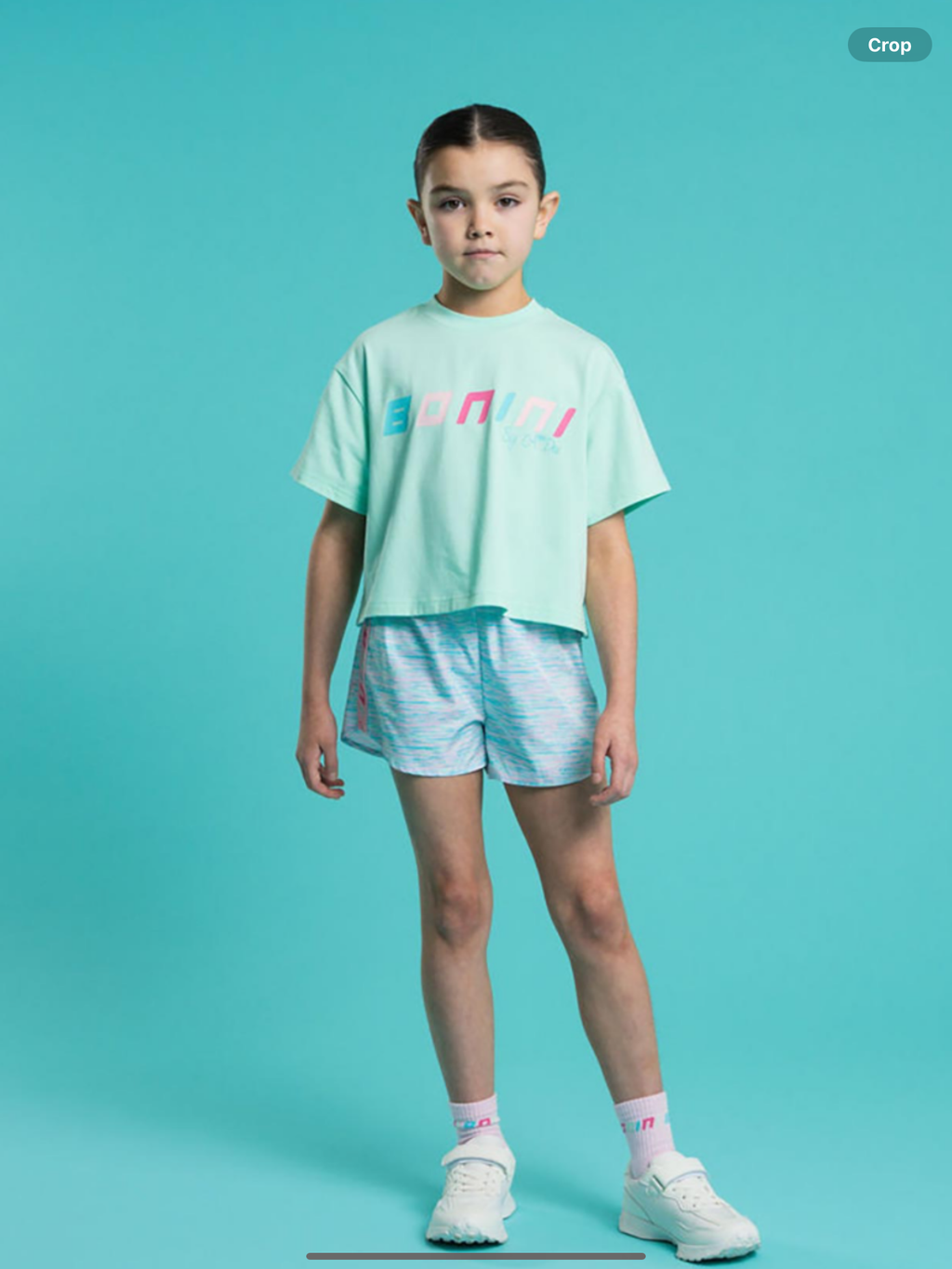 Bonini by A* Dee Shine Cropped Logo T-Shirt - Miami Mint   0126539