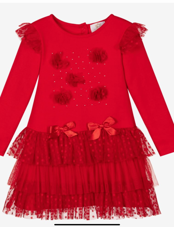 Girls red Tulle dress.             1021652