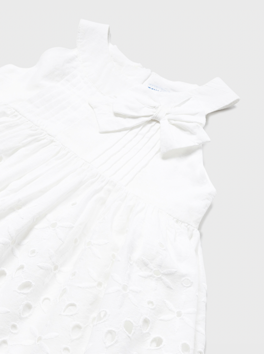 Mayoral  white dress with perforated skirt 02231389