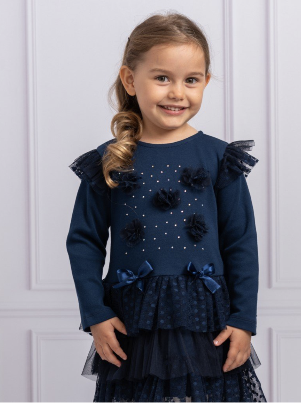 Caramelo kids navy Tulle dress            1021651