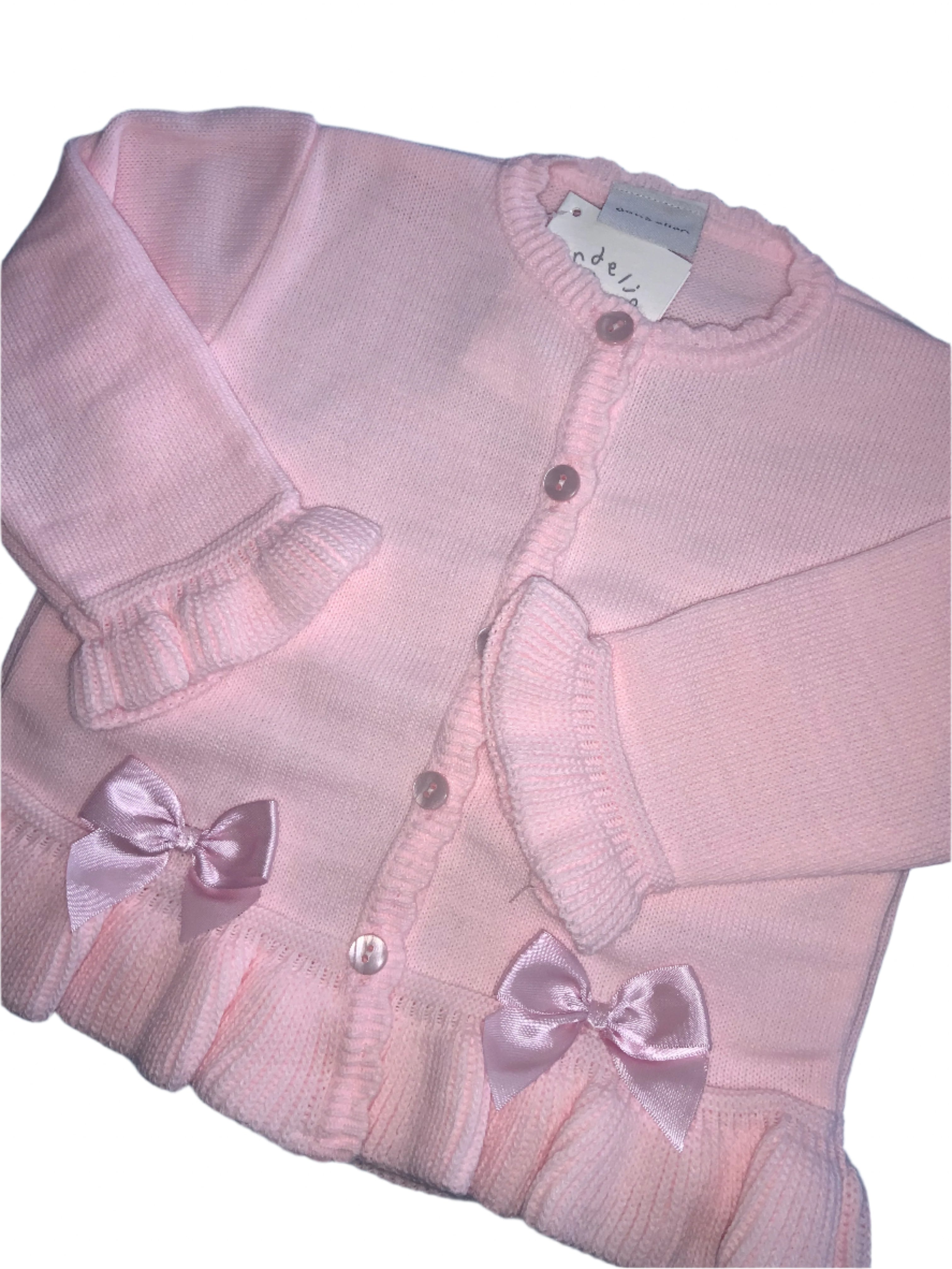 Pink cardigan with bows.  04231551