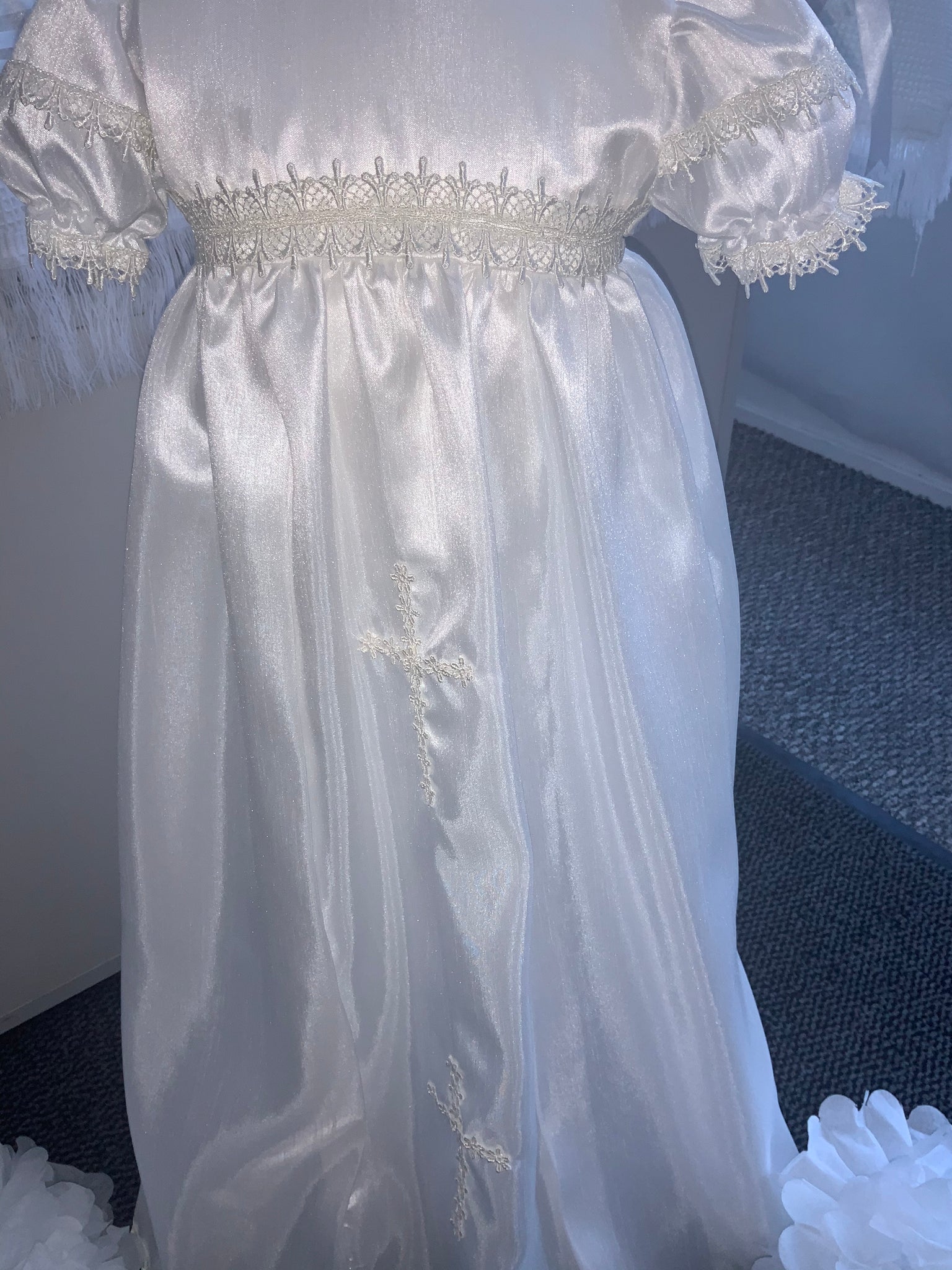 Little Vogue 1474 Baby Christening Gown Dress Coat Bonnet Pillow Sham