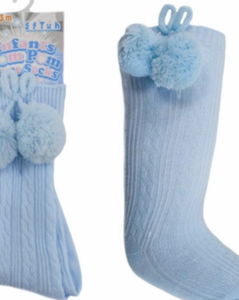 Baby blue Pom Pom socks   G404