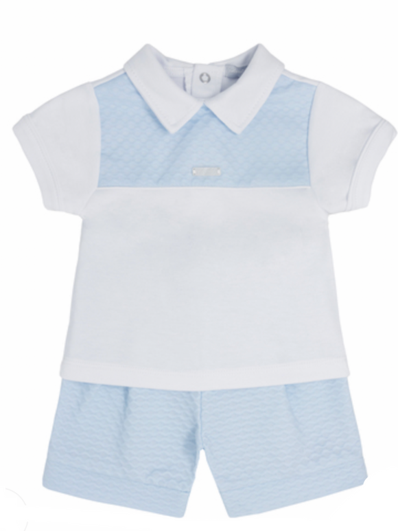Blues baby shorts set.           0222829